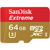 photo SanDisk microSDXC Extreme 64 Go UHS-I (Class 10 - U3 - 60MB/s) - avec adaptateur