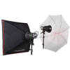 photo Interfit Kit 2 têtes EX150 MarkIII + 1 boite à lumière + 1 parapluie - INT352