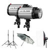 Kits flash studio Godox Kit de 2 Mini Pioneer 250DI + 2 pieds + 1 boite a lumiere + 1 parapluie