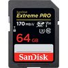 Cartes mémoires SanDisk SDXC 64 Go Extreme Pro UHS-I 1133x (170MB/s)